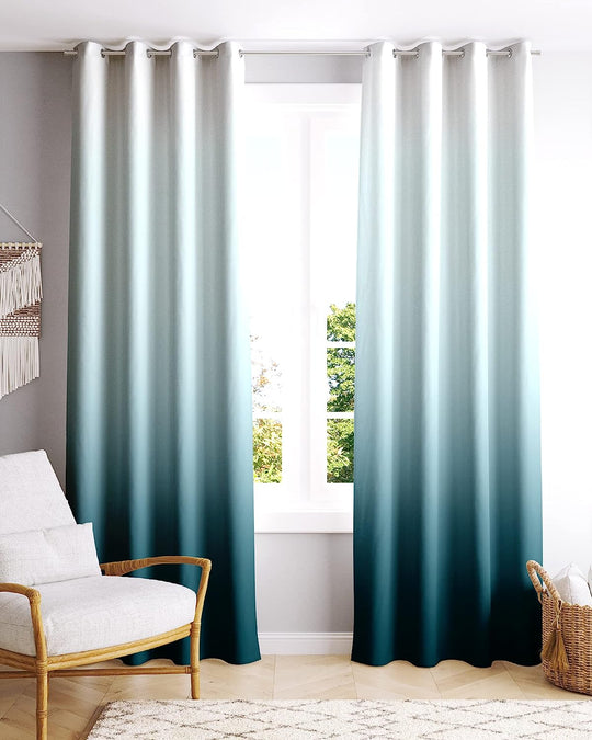 Ultimate Trends ™ Premium Polyester Printed Solid Gradient Curtains for Home & Living Room Ocean Blue