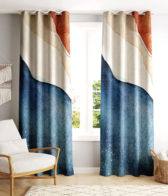 Lush Decor ™ Polyester Classic 3D Modern Printed Curtains, Denim Blue, Set of 2