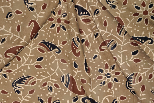 Ajrakh Brown, Designer Indian Fabric