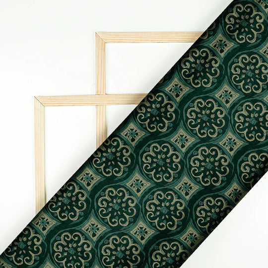 Ajrakh Dark Green, Designer Indian Fabric