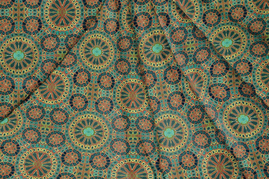 Ajrakh Ishvara Green, Designer Indian Fabric