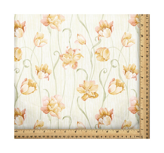 Floral Gold and White, Designer Indian Fabric