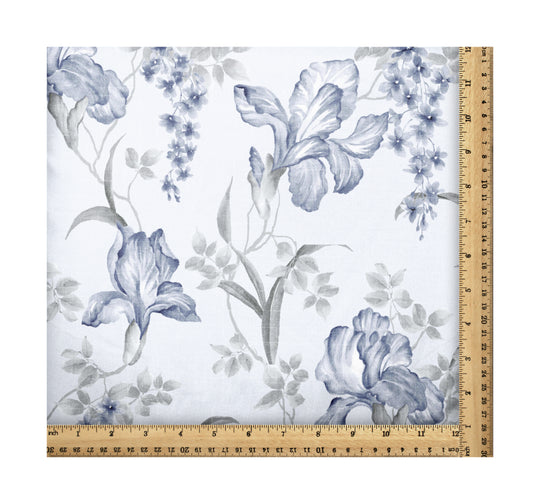 Floral Calming Blue, Designer Indian Fabric