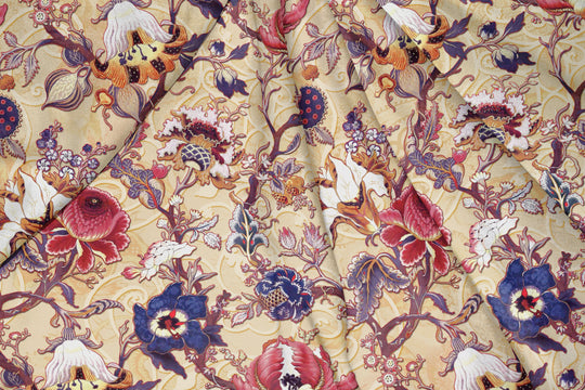 Floral Treacherous Gold, Designer Indian Fabric