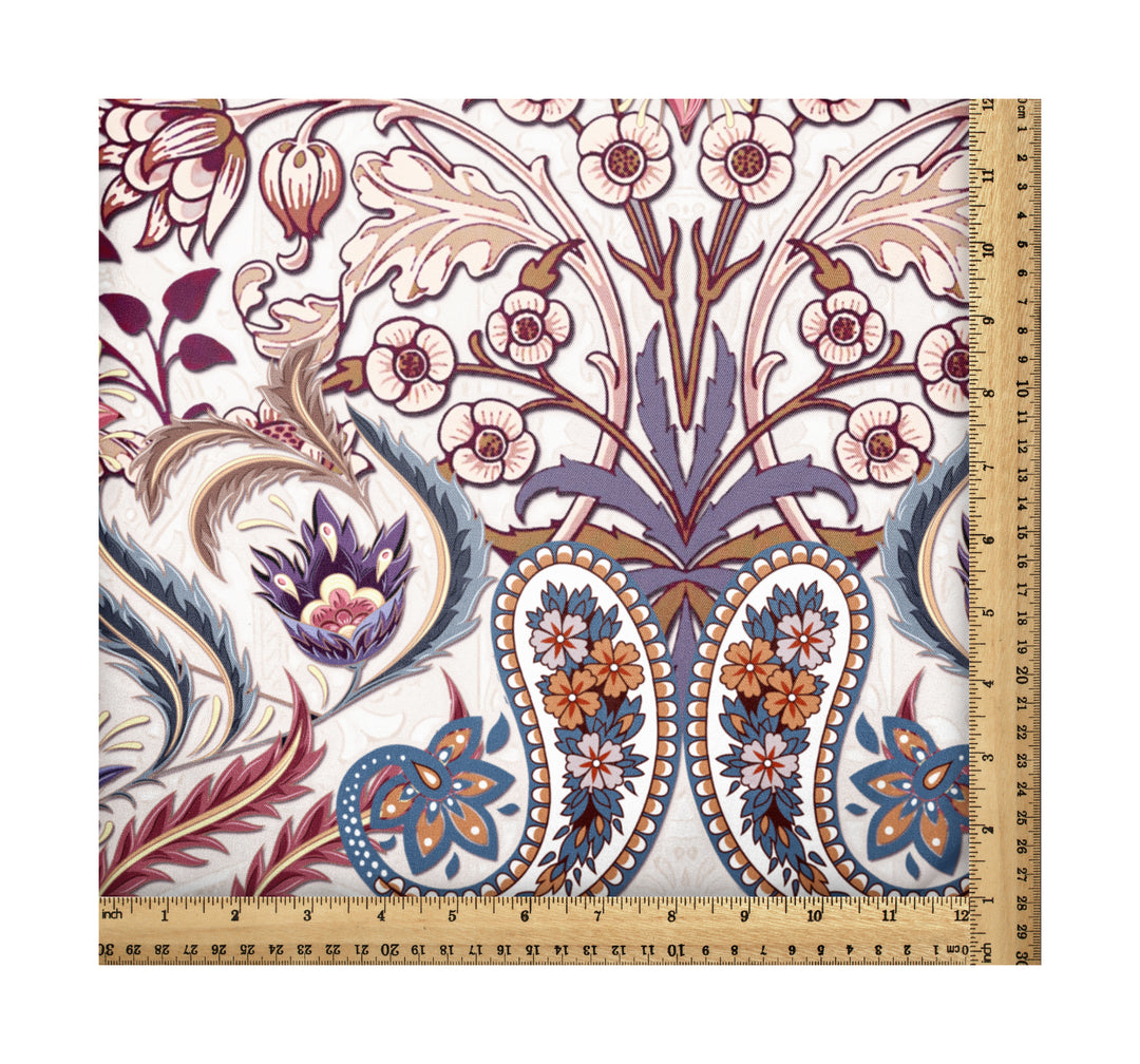 Floral Moksha White, Designer Indian Fabric