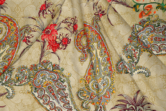 Ethnic Vintage Baige, Designer Indian Fabric