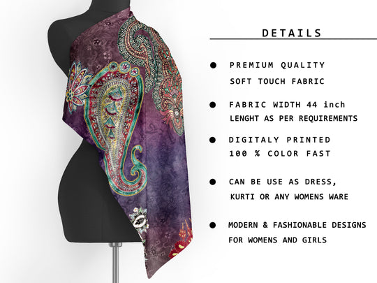 Ethnic Phantom Purple, Designer Indian Fabric