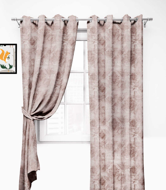 Ultimate Trends Premium Polyester Texture Printed Curtain For Home Décor Beige and Brown Color, 1 Piece