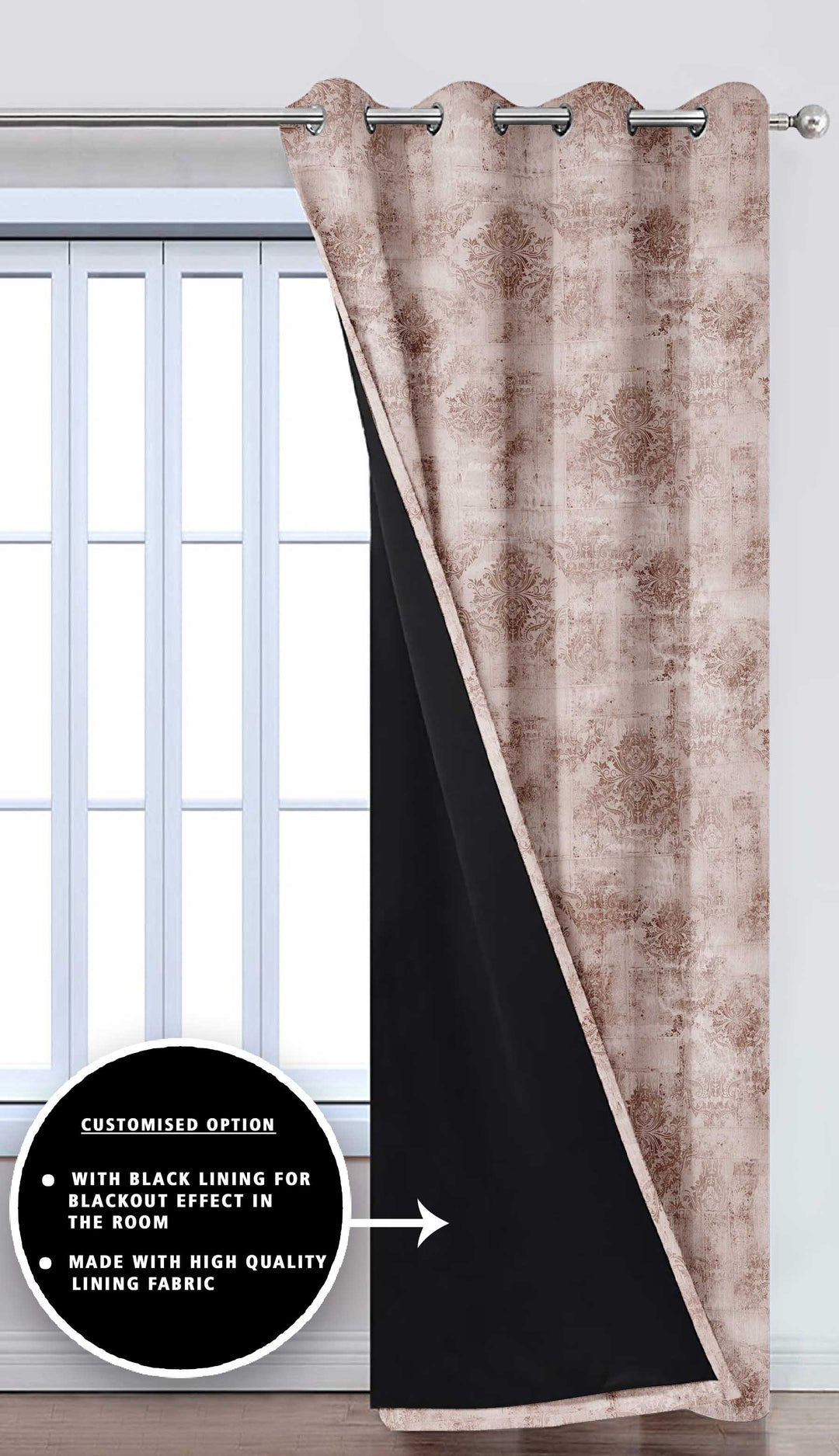 Ultimate Trends Premium Polyester Texture Printed Curtain For Home Décor Beige and Brown Color, 1 Piece