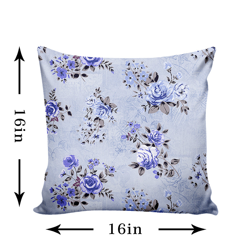 Ultimate Trends Fancy Floral Digital Printed Cushion Cover, 16 Inch X 16 Inch, Set of 5 - Multi Color