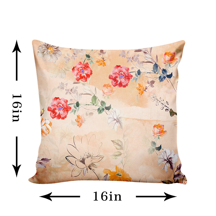 Ultimate Trends Fancy Floral Digital Printed Cushion Cover, 16 Inch X 16 Inch, Set of 5 - Multi Color