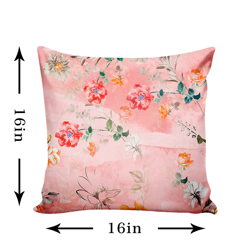 Ultimate Trends Fancy Floral Digital Printed Cushion Cover, 16 Inch X 16 Inch, Set of 5 - Multi Color