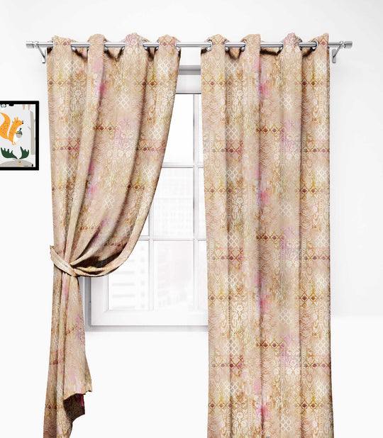 Ultimate Trends Premium Polyester Texture Printed Curtain For Home Décor Beige Color, 1 Piece