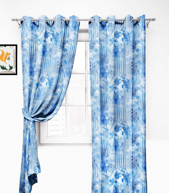 Ultimate Trends Premium Polyester Texture Printed Curtain For Home Décor Azure Blue Color, 1 Piece