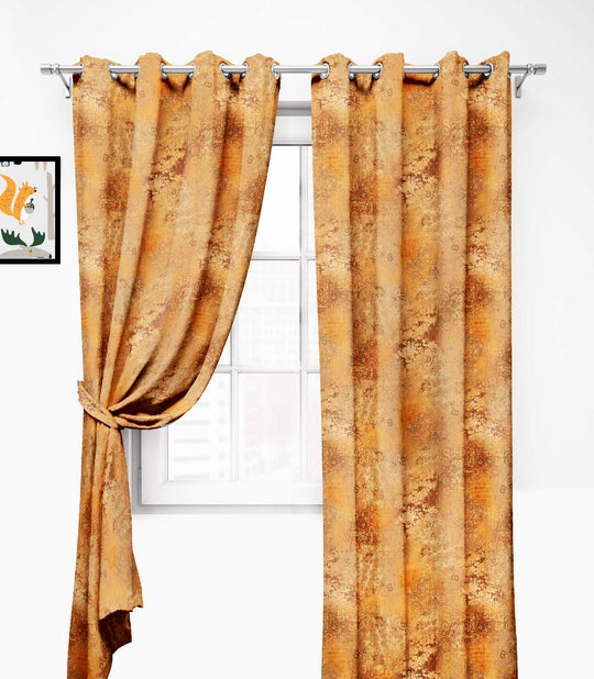 Ultimate Trends Premium Polyester Texture Printed Curtain For Home Décor Gold, 1 Piece