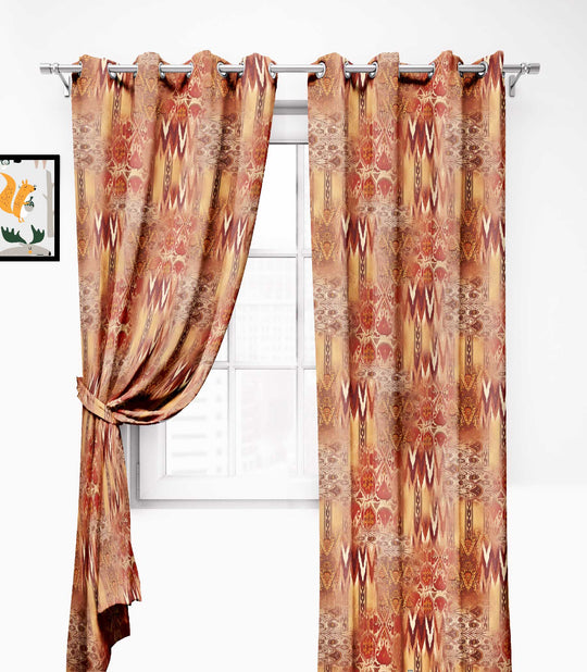 Ultimate Trends Premium Polyester Texture Printed Curtain For Home Décor Brown Color , 1 Piece