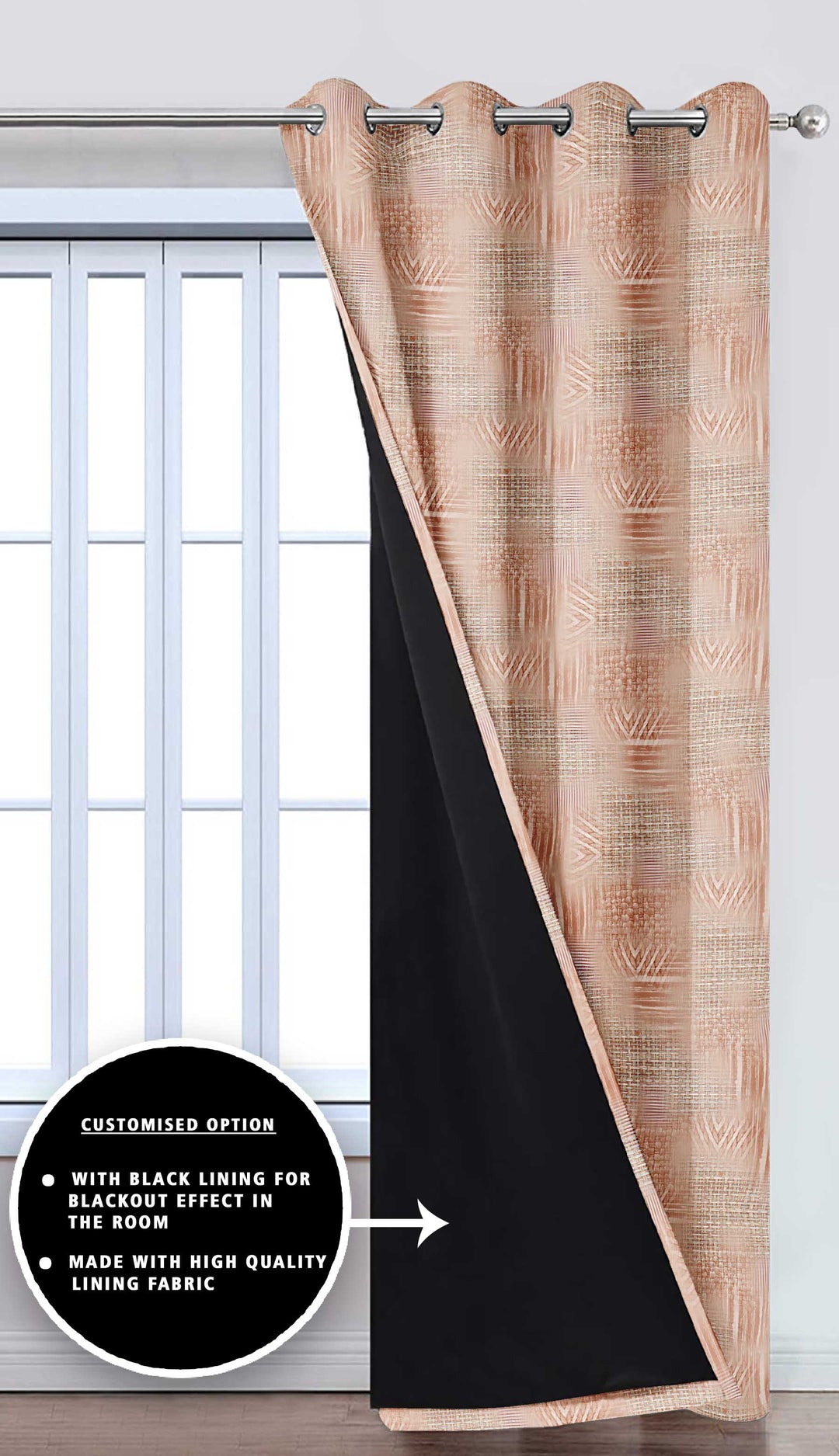 Ultimate Trends Premium Polyester Texture Printed Curtain For Home Décor Beige Color , 1 Piece