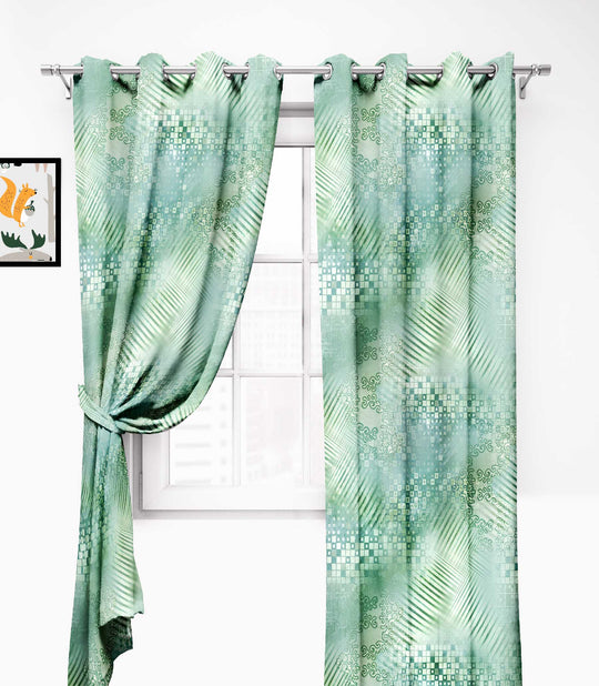 Ultimate Trends Premium Polyester Texture Printed Curtain For Home Décor Basil Color, 1 Piece