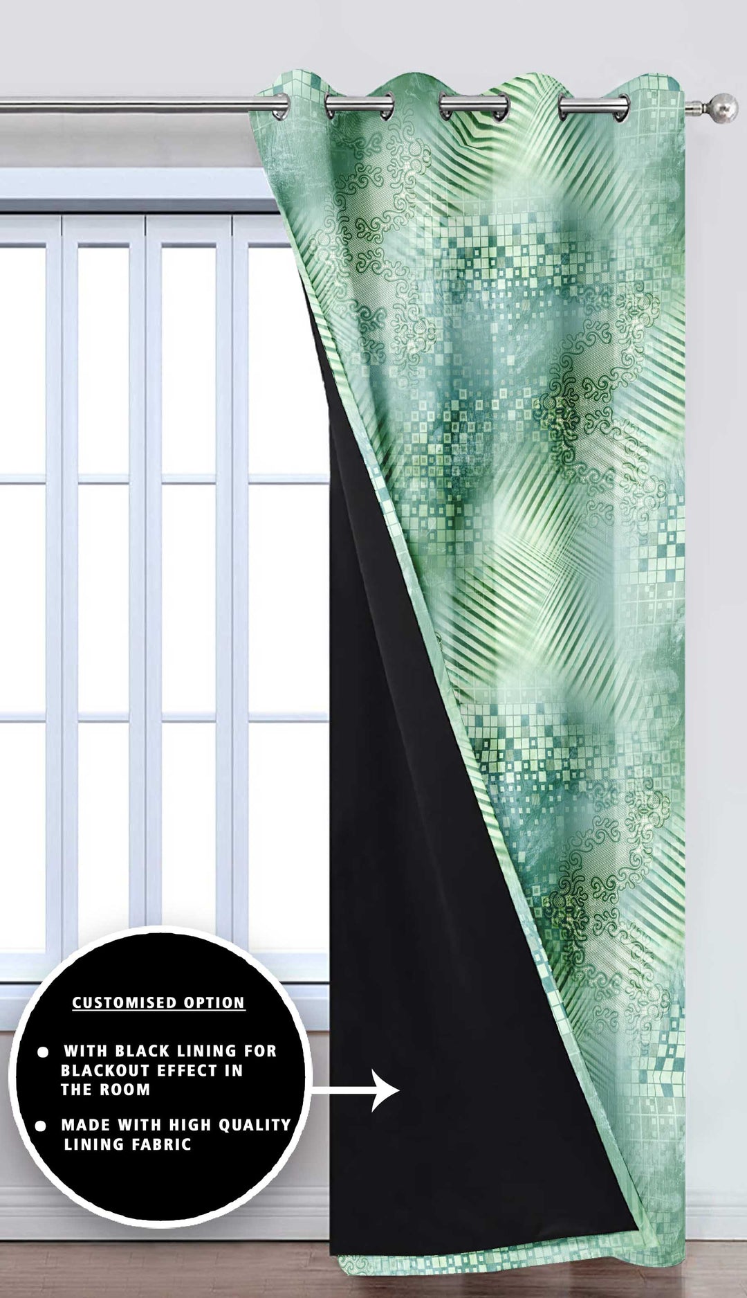 Ultimate Trends Premium Polyester Texture Printed Curtain For Home Décor Basil Color, 1 Piece