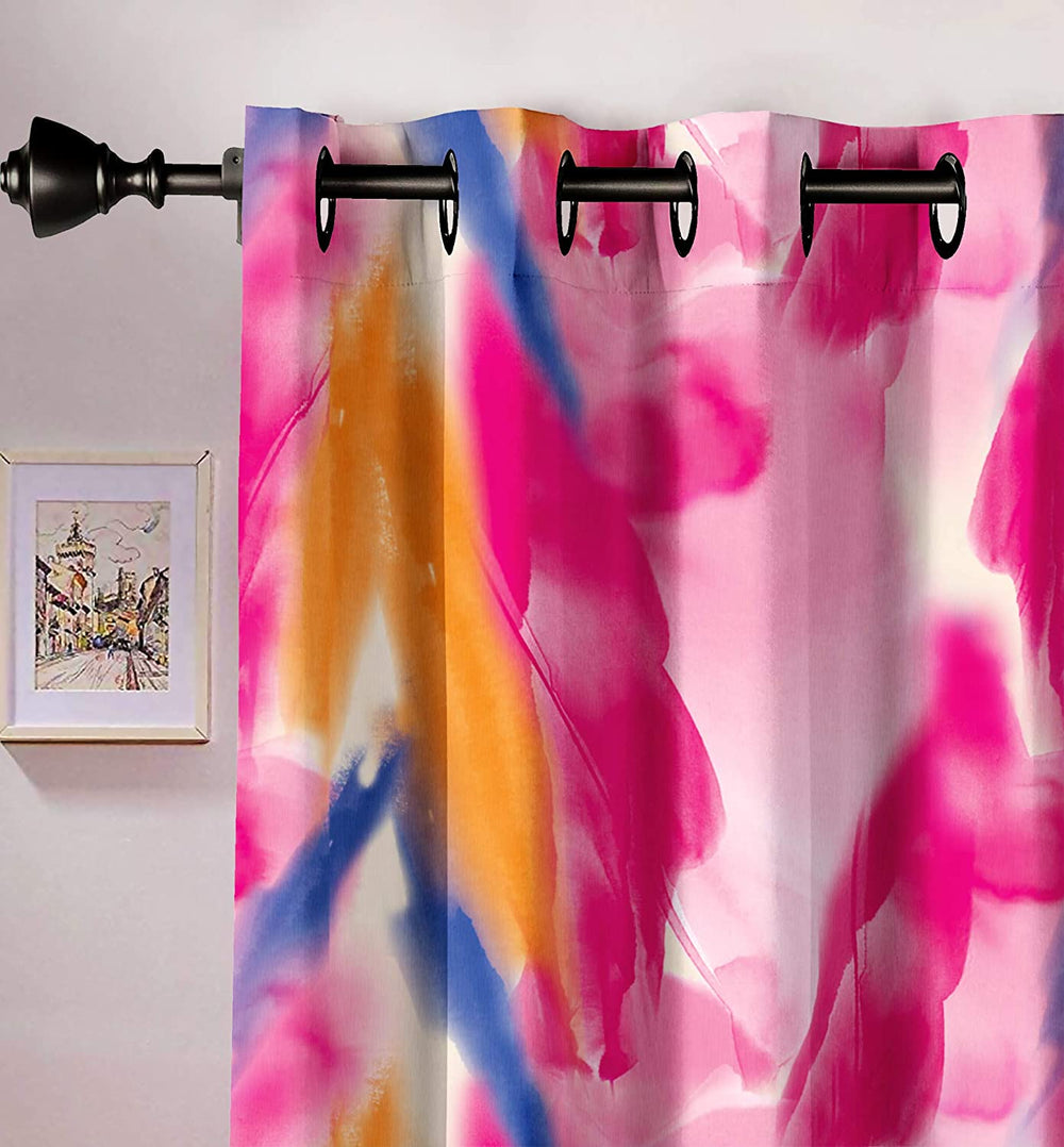 Ultimate Trends Premium Polyester Abstract Curtain For Home Décor Pink Color, 1 Piece