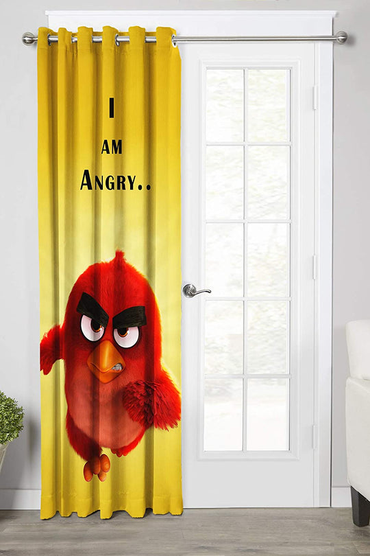 Ultimate Trends Premium Polyester 3D Cartoon Kids Room Curtain Yellow and Red Color, Angry Birds, 1 Piece