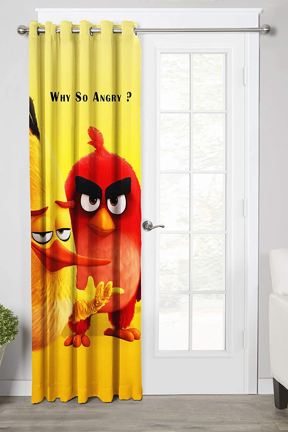 Ultimate Trends Premium Polyester 3D Cartoon Kids Room Curtain Yellow and Red Color, Angry Birds, 1 Piece