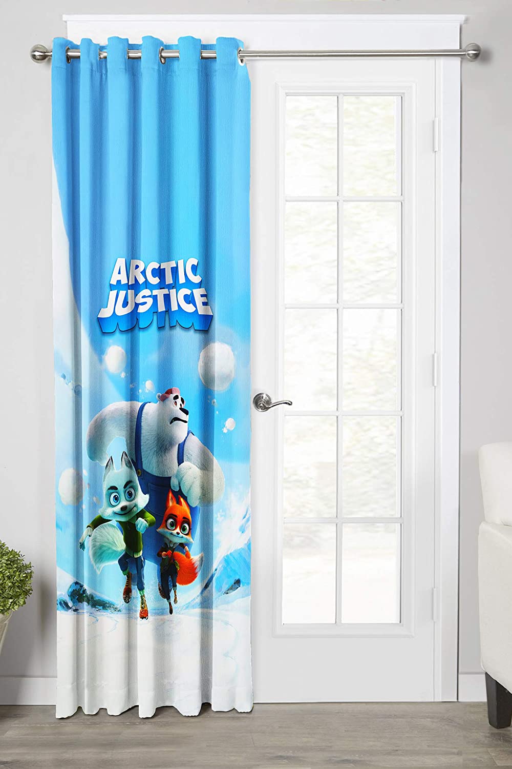 Ultimate Trends Premium Polyester 3D Cartoon Kids Room Curtain Sky Blue Color, Arctic Justice, 1 Piece