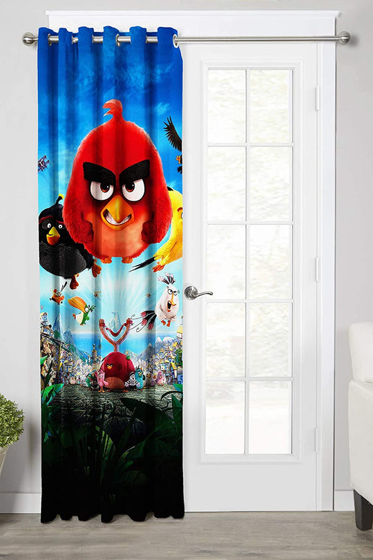 Ultimate Trends Premium Polyester 3D Cartoon Kids Room Curtain Royal Blue and Black Color, Angry Birds, 1 Piece