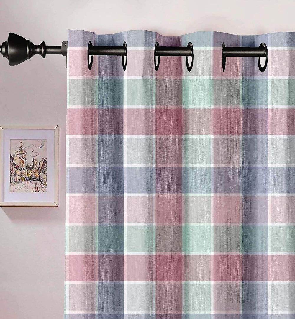 Ultimate Trends Premium Polyester Checkered Curtain For Home Décor Multi Color, 1 Piece