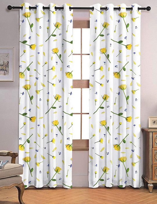 Ultimate Trends Premium Polyester 3D Floral Curtain For Home Décor White Color, 1 Piece