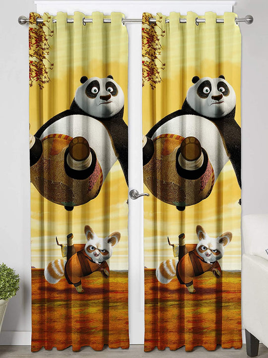 Ultimate Trends Premium Polyester 3D Cartoon Kids Room Curtain Cloud Yellow Color, KungFu Panda, 1 Piece