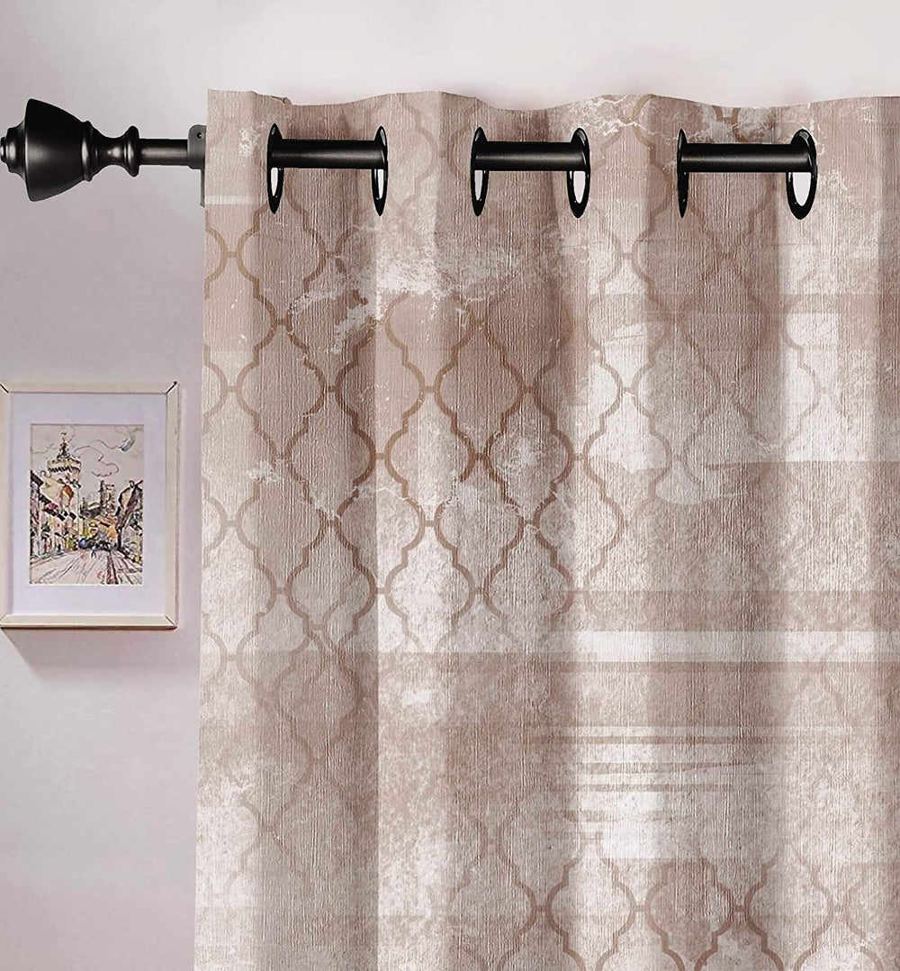 Ultimate Trends Premium Polyester Texture Printed Curtain For Home Décor Beige Color, 1 Piece