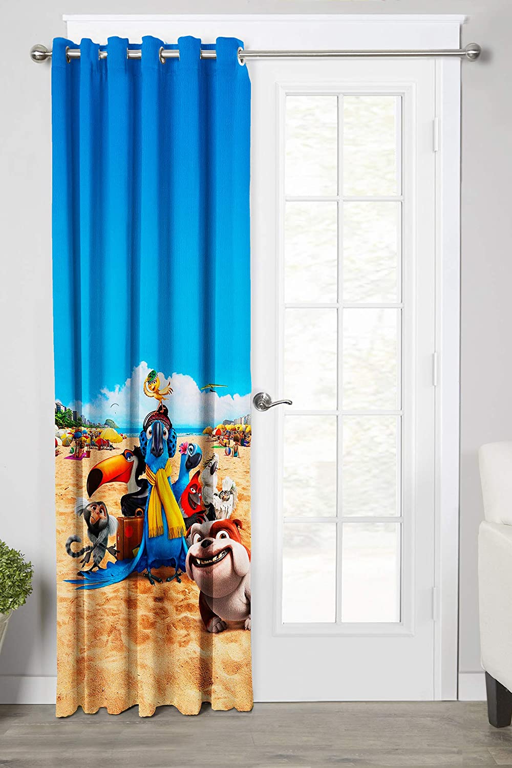 Ultimate Trends Premium Polyester 3D Cartoon Kids Room Curtain Royal Blue Color, Rio, 1 Piece