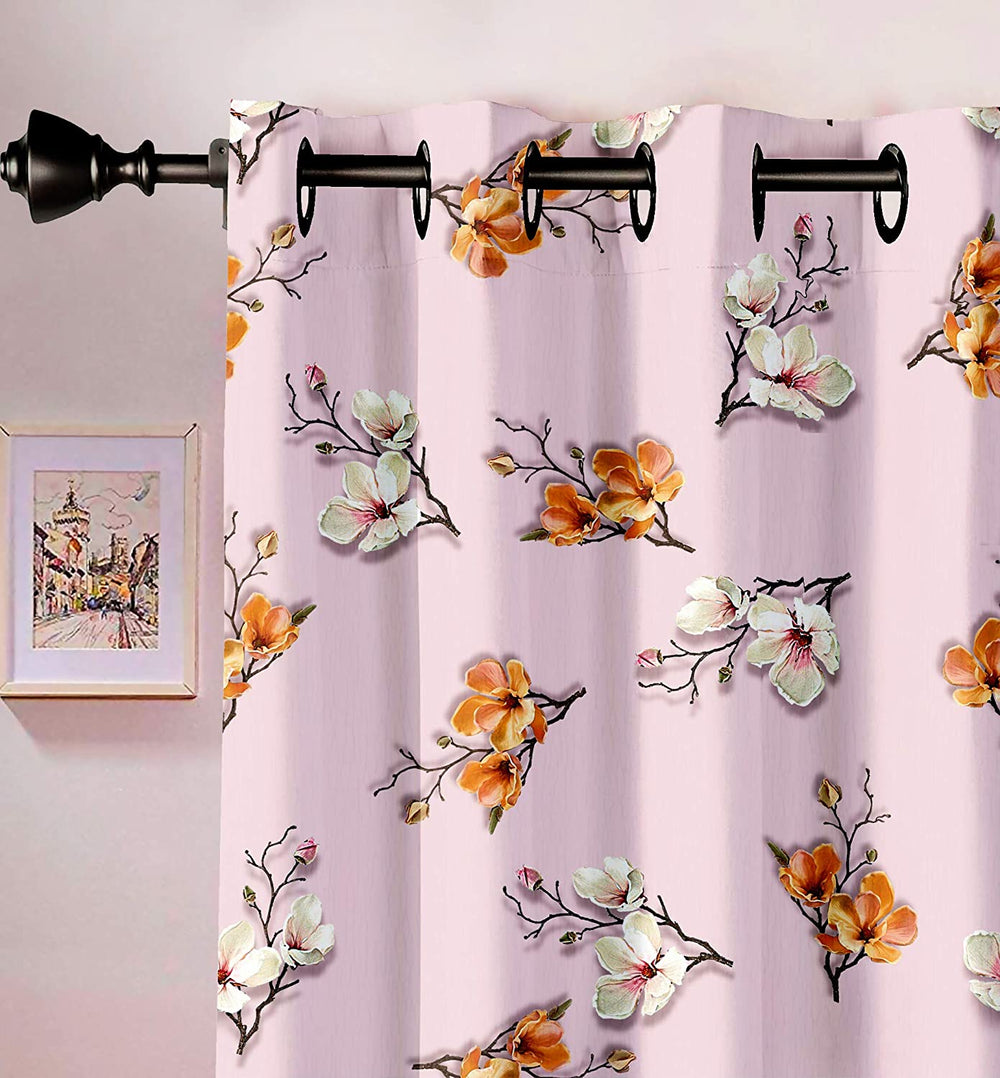 Ultimate Trends Premium Polyester 3D Floral Curtain For Home Décor Blush Pink Color, 1 Piece