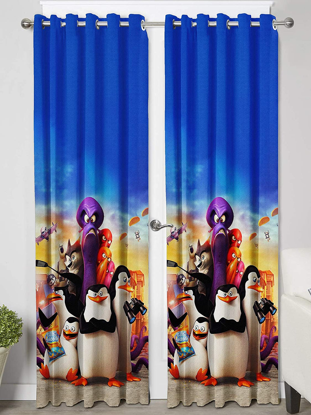 Ultimate Trends Premium Polyester 3D Cartoon Kids Room Curtain Royal Blue Color, Arctic Justice, 1 Piece