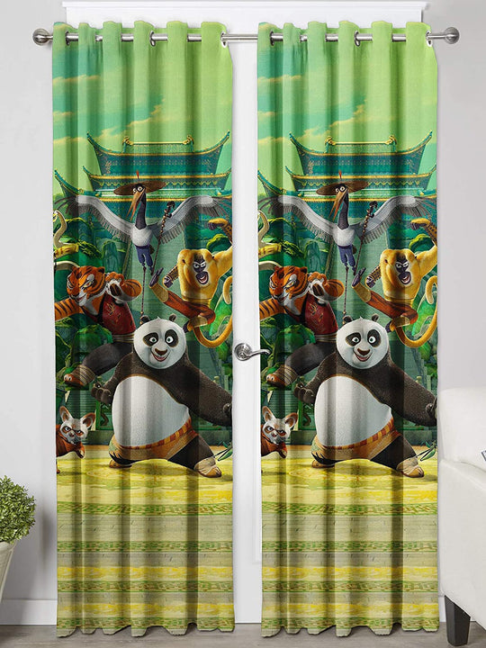 Ultimate Trends Premium Polyester 3D Cartoon Kids Room Curtain Parrot Green Color, KungFu Panda, 1 Piece