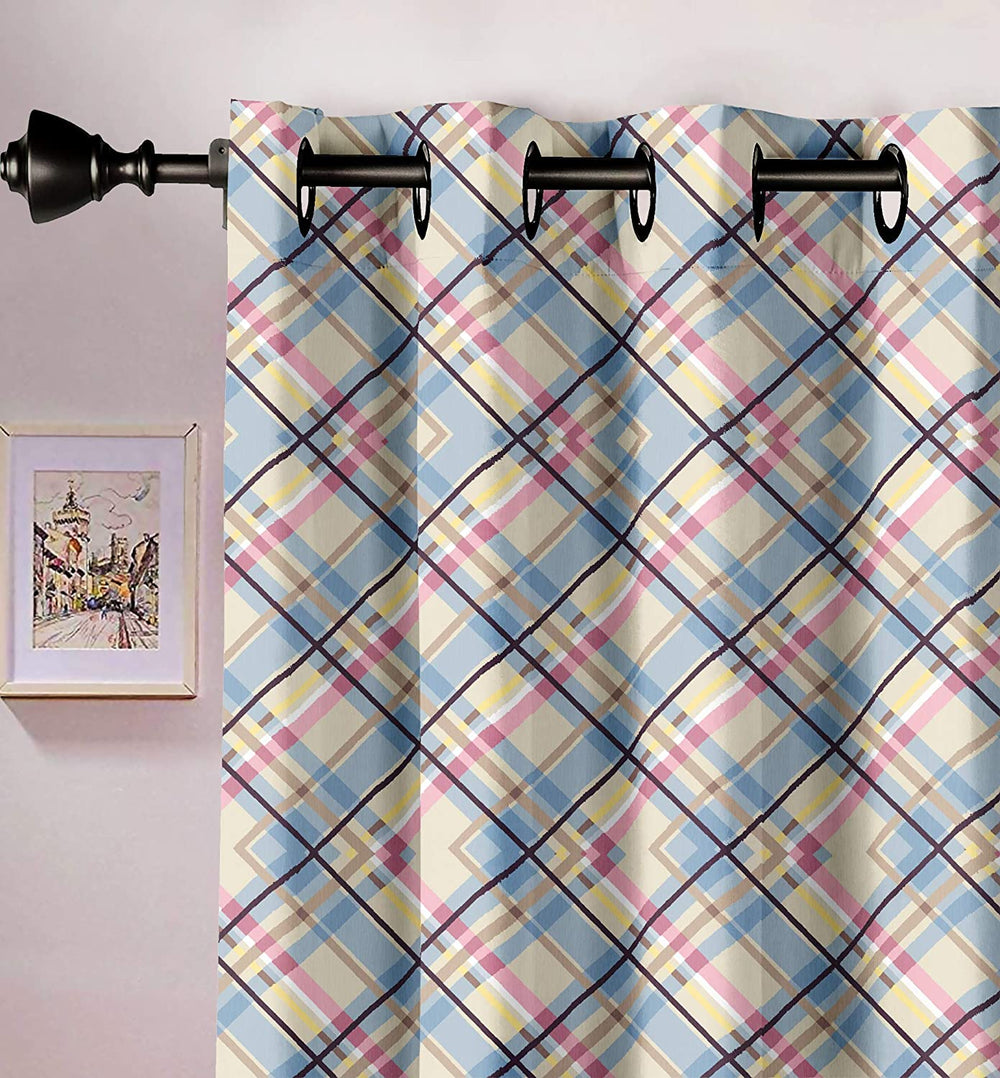 Ultimate Trends Premium Polyester Checkered Curtain For Home Décor Multi Color, 1 Piece