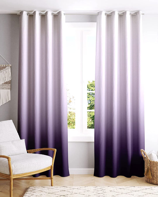 Ultimate Trends ™ Polyester Digital Printed Multi Shaded Gradient Modern Curtains, Set of 2