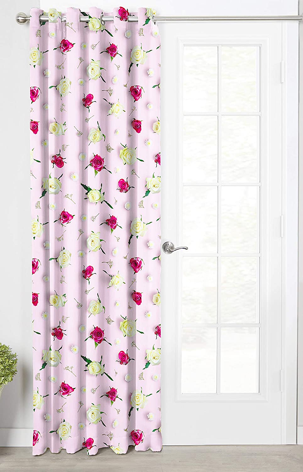 Ultimate Trends Premium Polyester 3D Floral Curtain For Home Décor Lace Pink Color, 1 Piece