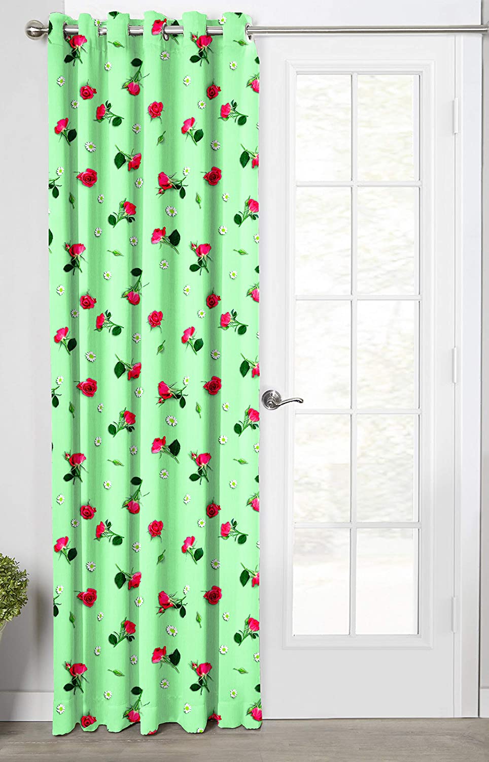 Ultimate Trends Premium Polyester 3D Floral Curtain For Home Décor Seafoam Green Color, 1 Piece