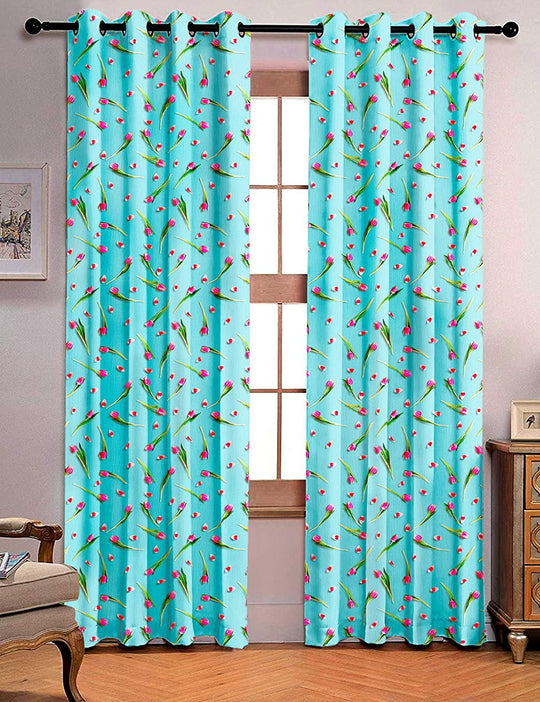 Ultimate Trends Premium Polyester 3D Floral Curtain For Home Décor Arctic Blue Color, 1 Piece