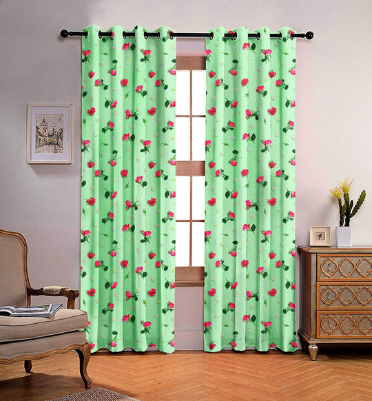 Ultimate Trends Premium Polyester 3D Floral Curtain For Home Décor Seafoam Green Color, 1 Piece