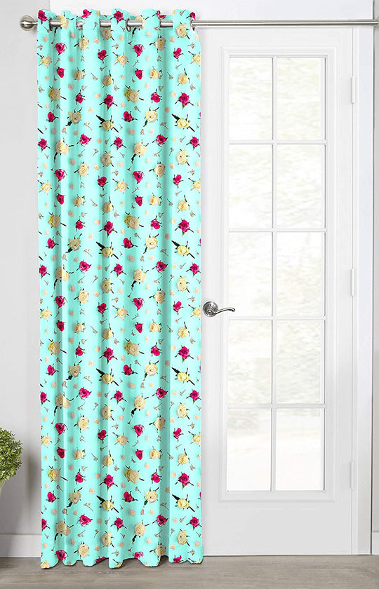 Ultimate Trends Premium Polyester 3D Floral Curtain For Home Décor Sea Green Color, 1 Piece