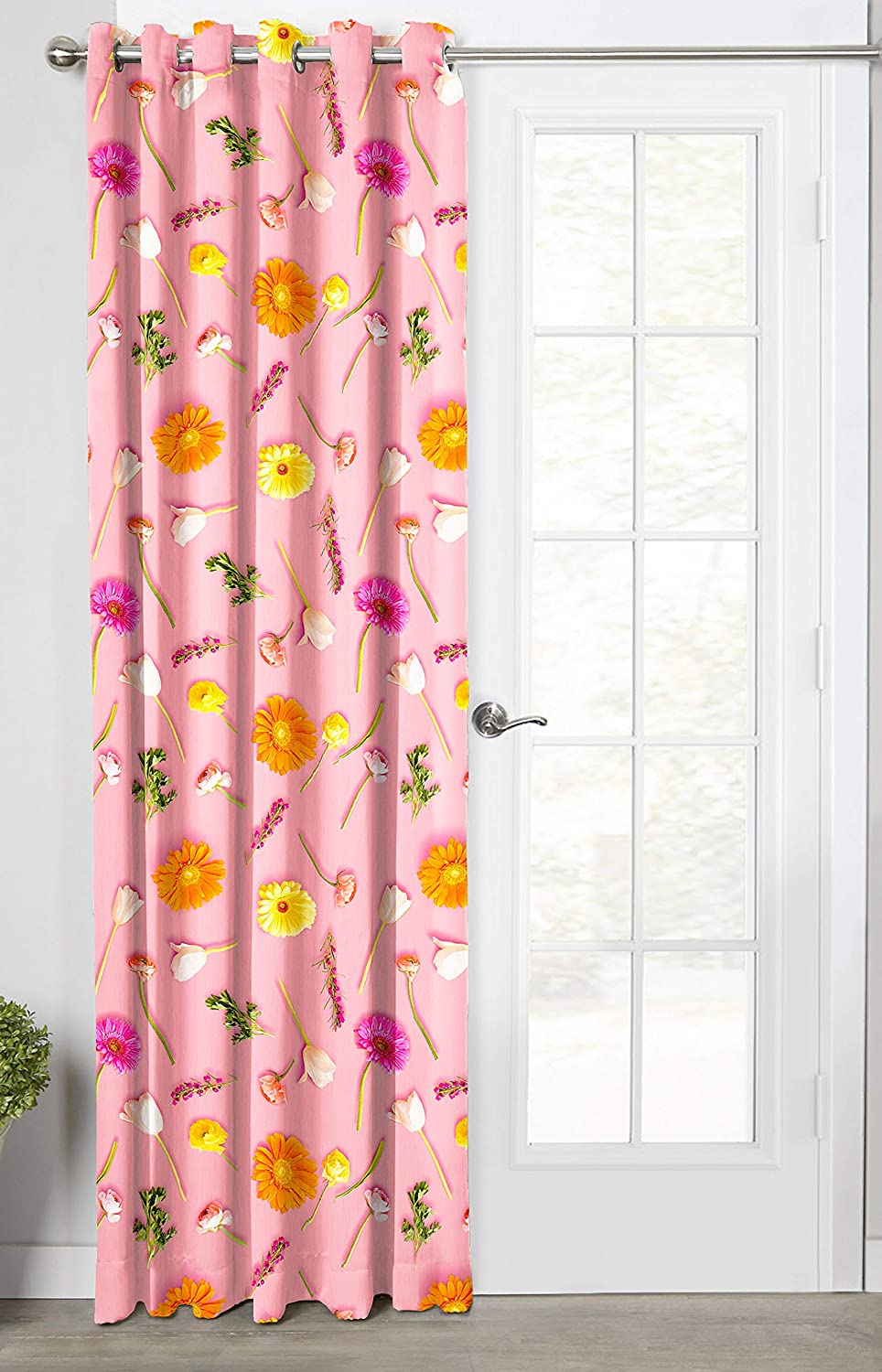 Ultimate Trends Premium Polyester 3D Floral Curtain For Home Décor Lemonade Pink  Color, 1 Piece