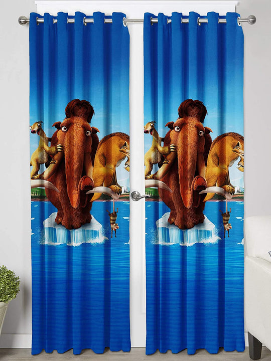 Ultimate Trends Premium Polyester 3D Cartoon Kids Room Curtain Navy Blue Color, Ice Age, 1 Piece