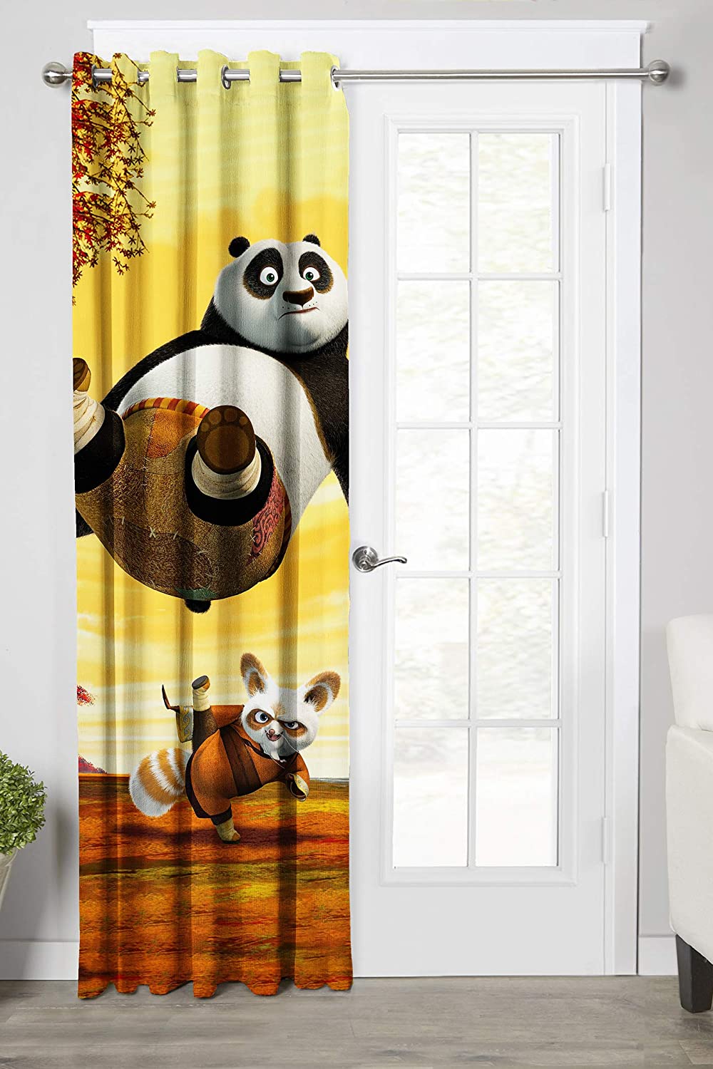 Ultimate Trends Premium Polyester 3D Cartoon Kids Room Curtain Cloud Yellow Color, KungFu Panda, 1 Piece