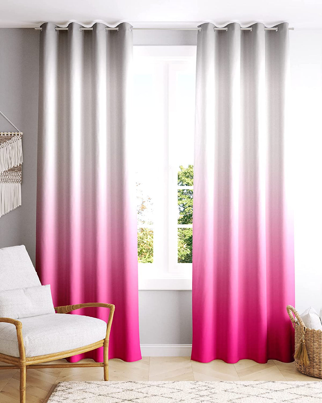 Ultimate Trends ™ Polyester Digital Printed Multi Shaded Gradient Modern Curtains, Set of 2