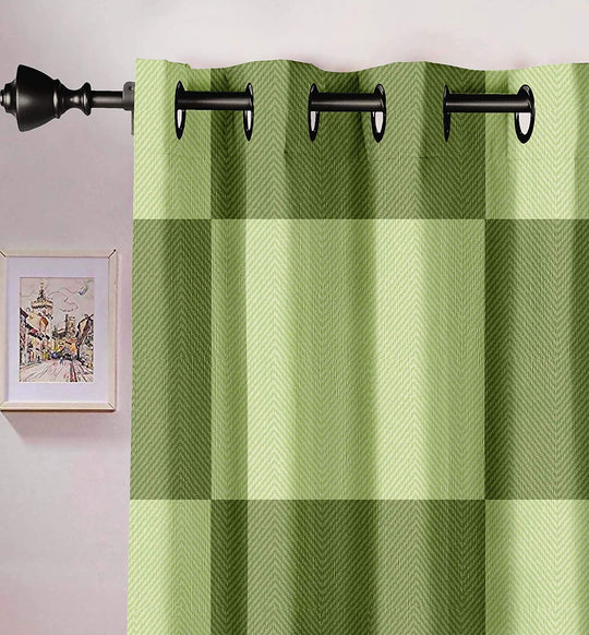 Ultimate Trends Premium Polyester Checkered Curtain For Home Décor Green Color, 1 Piece