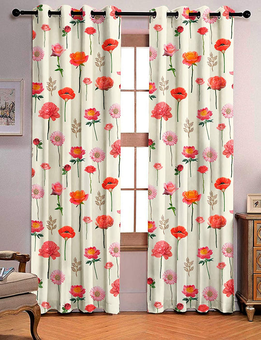 Ultimate Trends Premium Polyester 3D Floral Curtain For Home Décor Light Yellow Color, 1 Piece