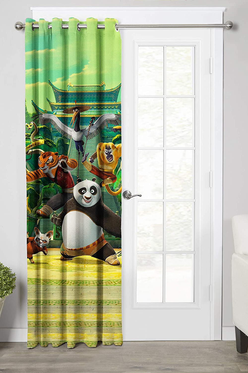 Ultimate Trends Premium Polyester 3D Cartoon Kids Room Curtain Parrot Green Color, KungFu Panda, 1 Piece